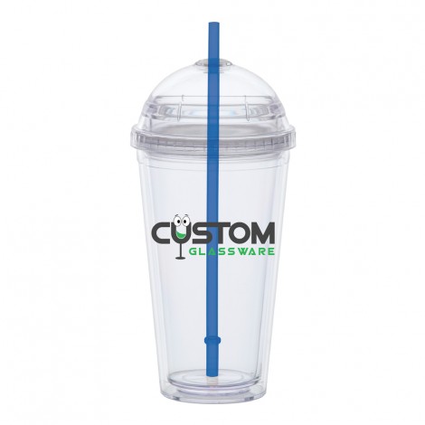 Large Dome Lid Carnival Cup-Clear Lid, Color Straw