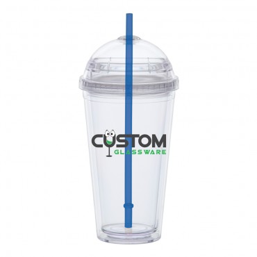 Large Dome Lid Carnival Cup-Clear Lid, Color Straw