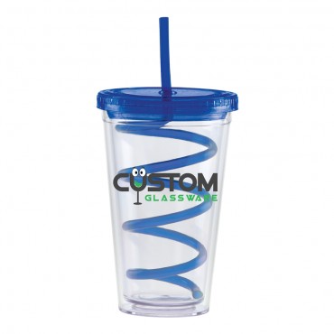 Carnival Cups Colored Curly Straw, Color Lid