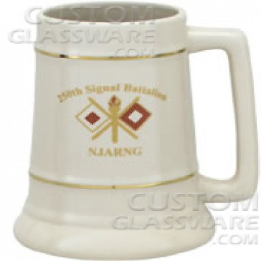 28 oz. Huge Ceramic Stein with Gold Bands