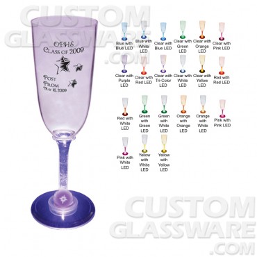 7 oz Acrylic Lighted Standard Stem Champagne Flutes