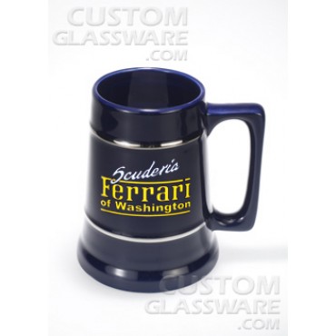 Custom 24 oz. Ceramic Stein With Gold Bands