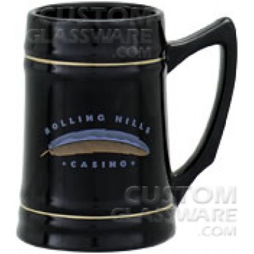 24 oz. Colored Ceramic Stein with Gold Bands