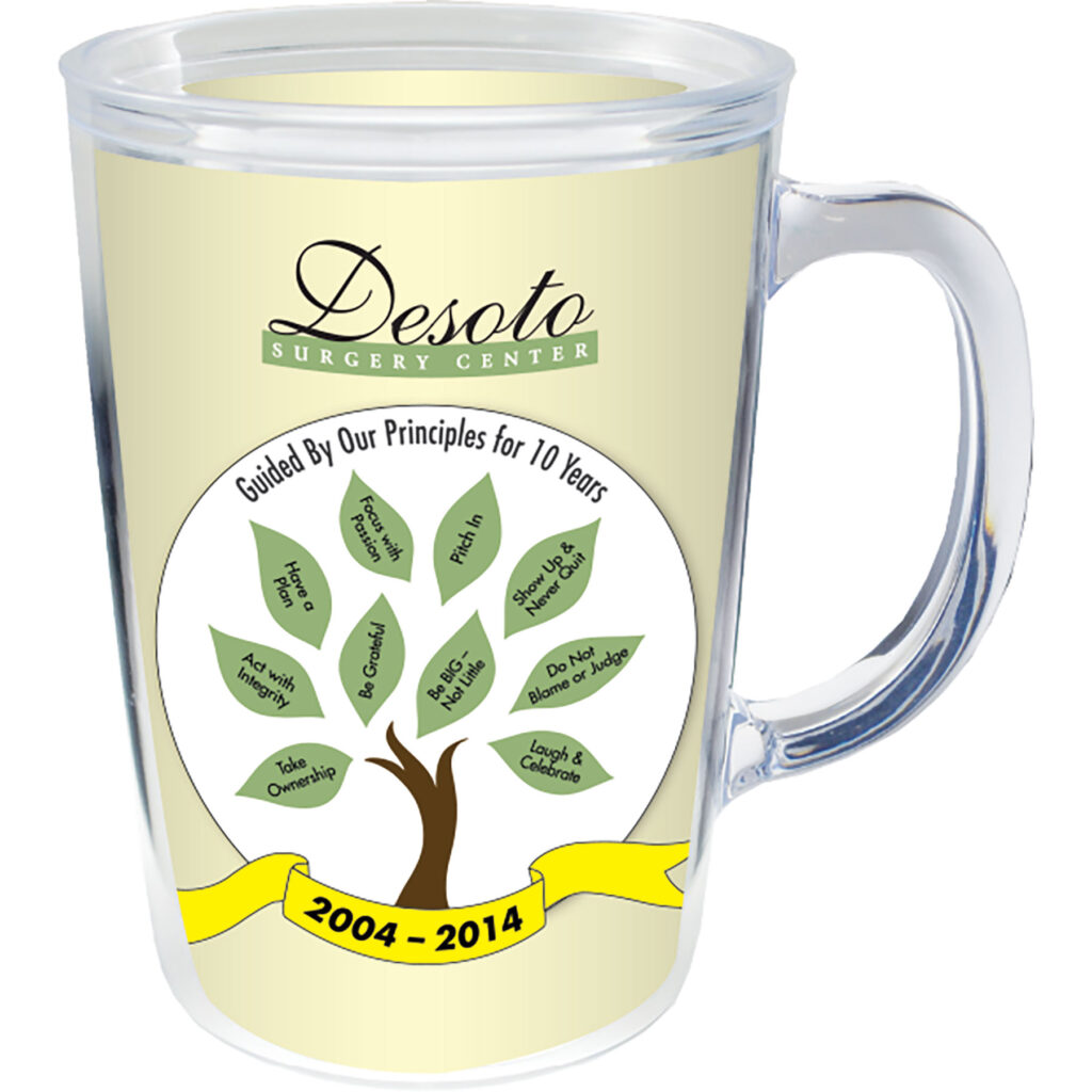 Plastic 14 oz Thermal Mug w/ White