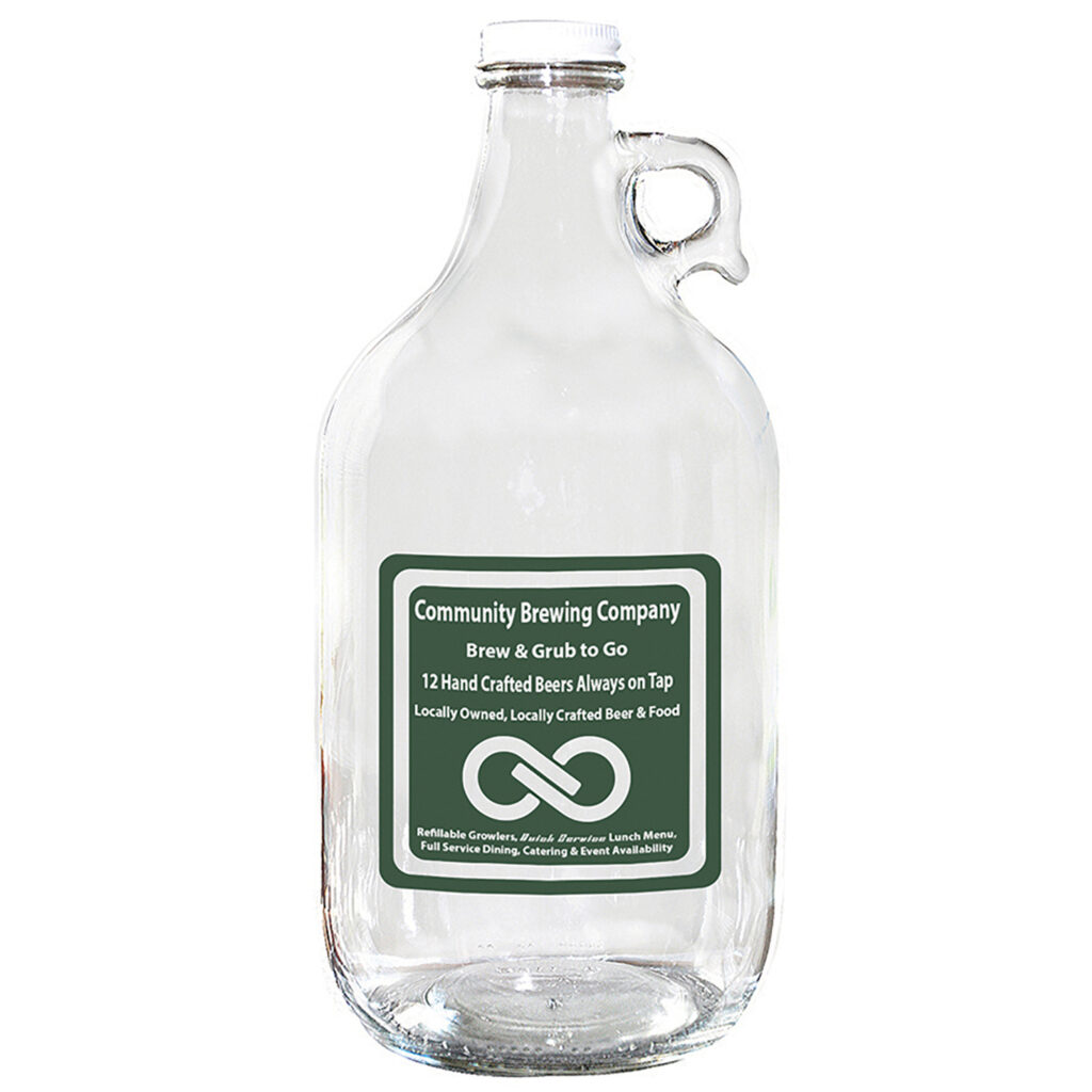 64 oz. Clear Glass Growler